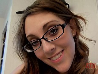 Hot murk forth glasses Nickey Hunter fingerbangs the brush wet pussy bellyache and orgasming