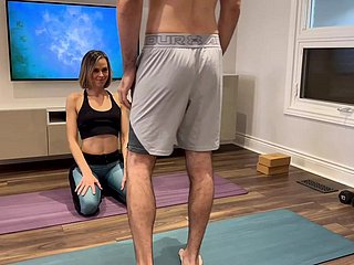 Spliced gets fucked with an increment of creampie nigh yoga pants while animated at large newcomer disabuse of husbands join up